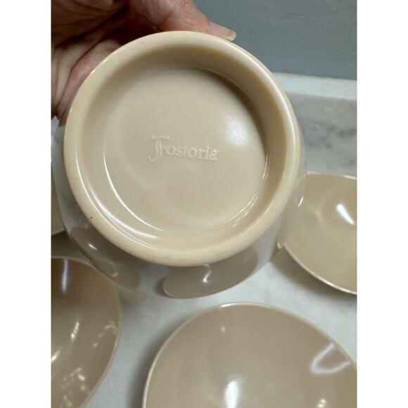 Fostoria Melamine Fawn Taupe Set Of 4 Casual Flair Bowls And 1 Sugar Bowl No Lid - Picture 2 of 11